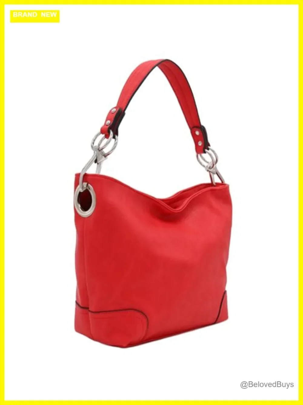 Hobo Shoulder Bag with Detachable Strap and Zipper Pockets
